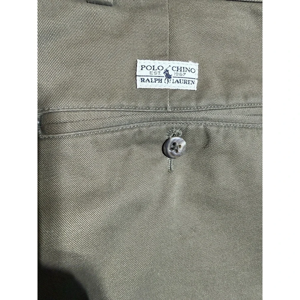 Vintage Polo Ralph Lauren Chino Pants Mens 35x32 Brown Pleated 100% Cotton